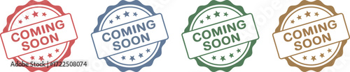 Four "Coming Soon" Seals in Different Colors