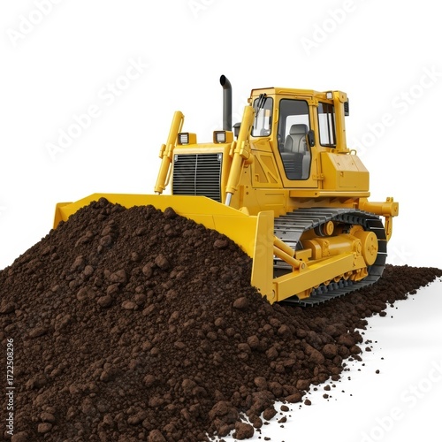 Yellow bulldozer moving dirt