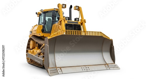 Yellow bulldozer isolated