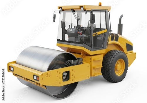Yellow construction roller isolated