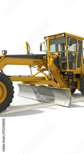 Yellow grader machine isolated