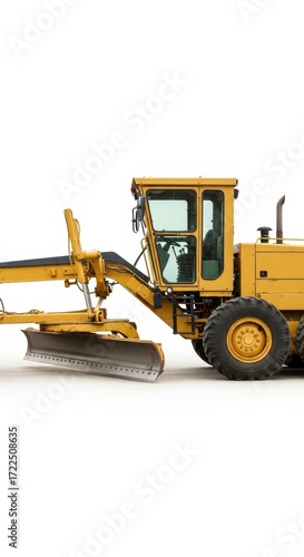 Yellow grader machine isolated