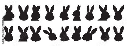 easter bunny silhouette white background .