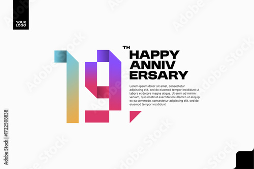 Number 19 logo icon design, 19th birthday logo number, anniversary 19