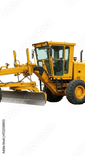 Yellow road grader isolated
