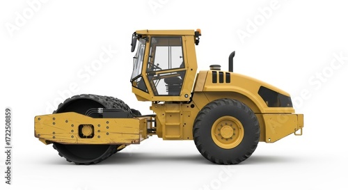 Yellow road roller machine
