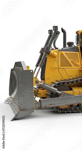 Yellow tractor bulldozer isolated