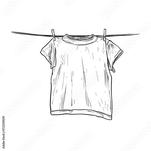 drying t shirt vector hand drawn illustration
