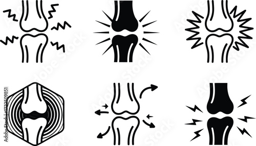 Set of Icons Representing Joint Pain and Health