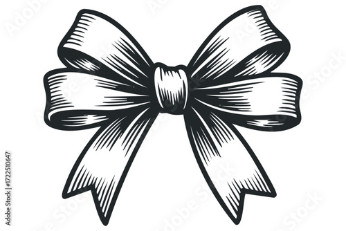 Hand drawn black bow on a white background. Vector hand drawn illustration