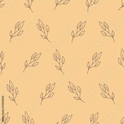 Minimal seamless botanical beige pattern