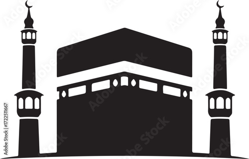 Kaaba and Minarets Vector Art  Islamic Icon