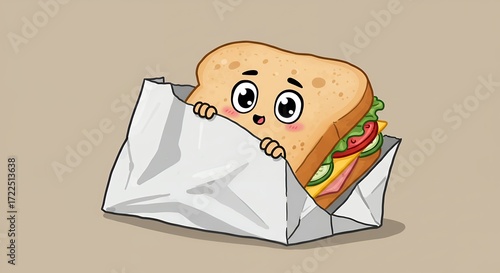 Cute sandwich in foil packet