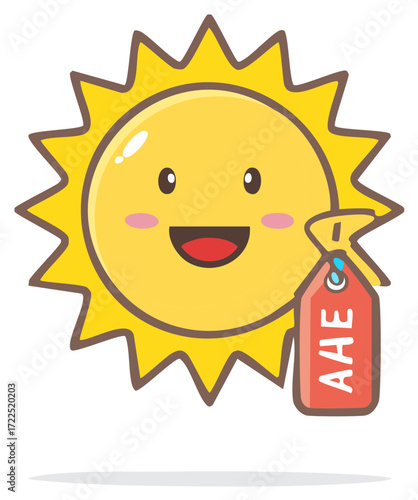 Smiling sun with sale tag for price reductions