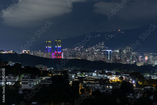Night photograph of part of the city of Caracas, Venezuela