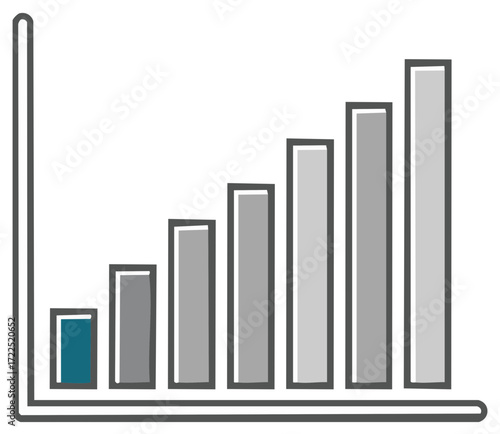 Illustrated bar graph representing growth and data visualization on a white background