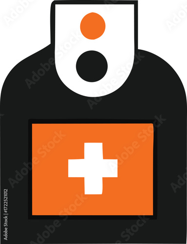 Medical cross symbol icon isolated on black for healthcare safety and emergency services