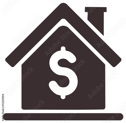 House with dollar sign representing real estate finance property investment or housing costs