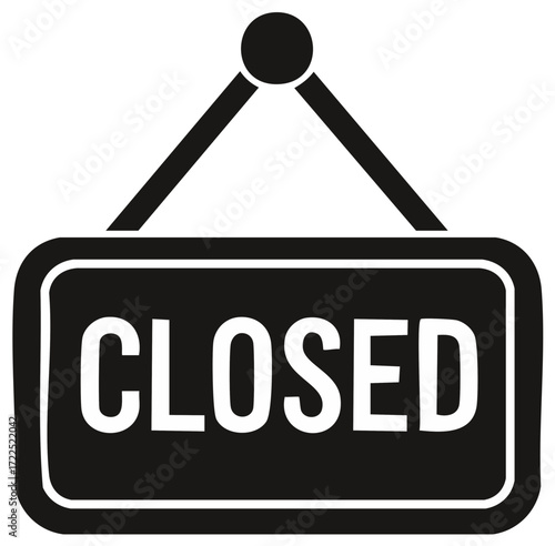 Hanging Black Closed Sign with White Text Illustration for Store or Business