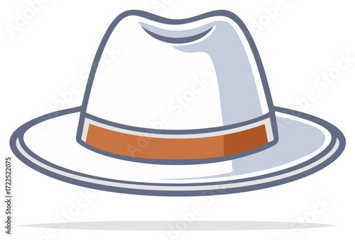 Stylish white fedora hat with brown band design traditional headwear accessory
