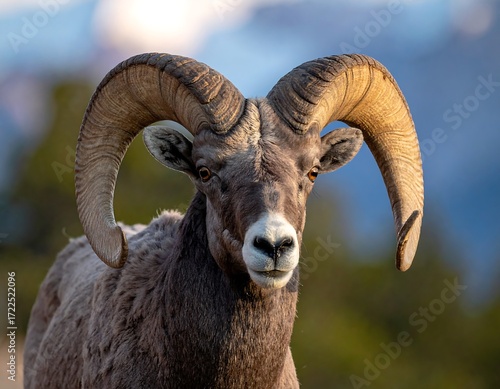 Close-up of a bighorn ram
