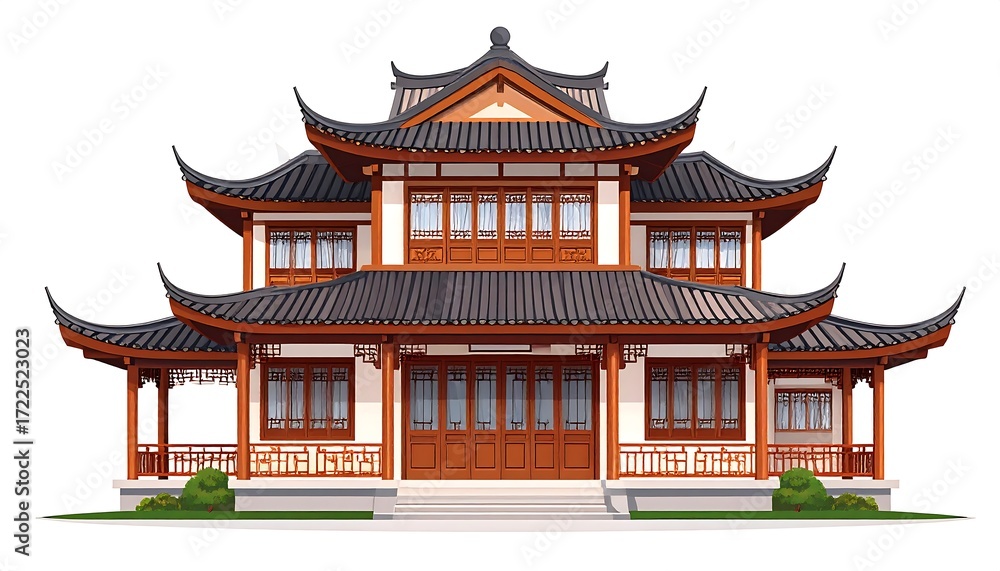 Obraz premium Asian architectural illustration