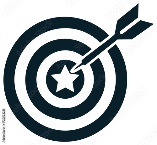 Target with a Dart, Hitting the Bullseye Symbol Vector Illustration