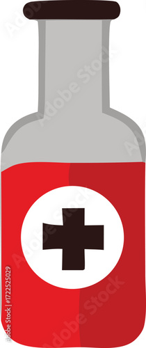 Crimson elixir bottle red liquid substance medical symbol healthcare aid potion science research pharmaceutical liquid sample