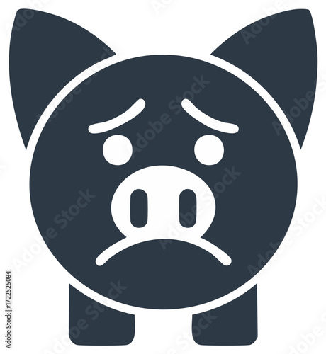 Illustration of a sad pig in a minimalist style, with large ears, eyes, and snout.