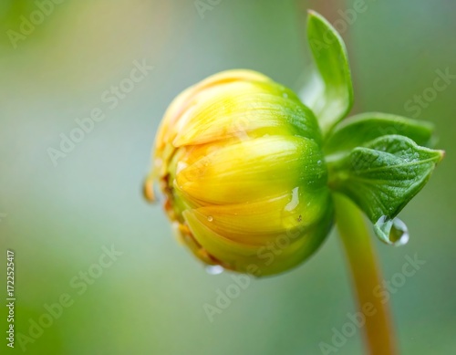 Wallpaper Mural Dewy yellow dahlia bud Torontodigital.ca