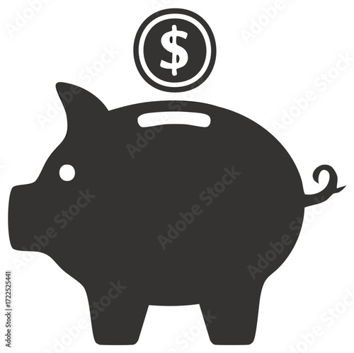 Piggy bank with dollar coin being inserted symbolizing savings and financial investment