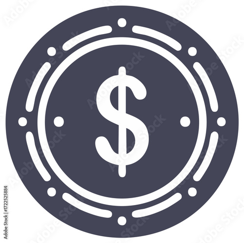 Stylized Token Icon with Dollar Sign in Center Isolated Money Concept Illustration