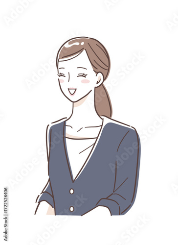 笑顔で接客をする美容部員のイラスト素材
