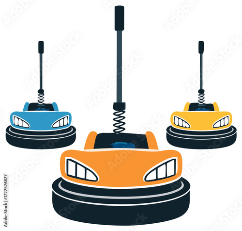Colorful Bumper Cars Illustration