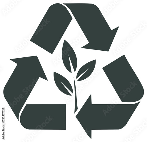 Recycling Symbol with Seedling Icon Represents Sustainable Green Practices