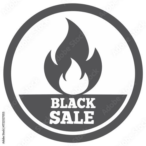 Black Sale Hot Deal Icon, Special Offer, Price Cut, Holiday Season, Shopping