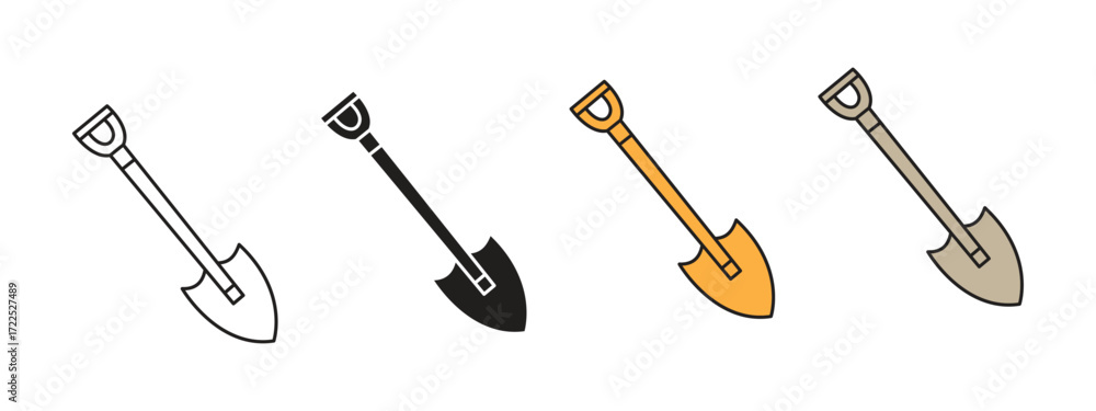 Naklejka premium Shovel icon vector. construction, gardening, and DIY projects symbol. vector illustration.