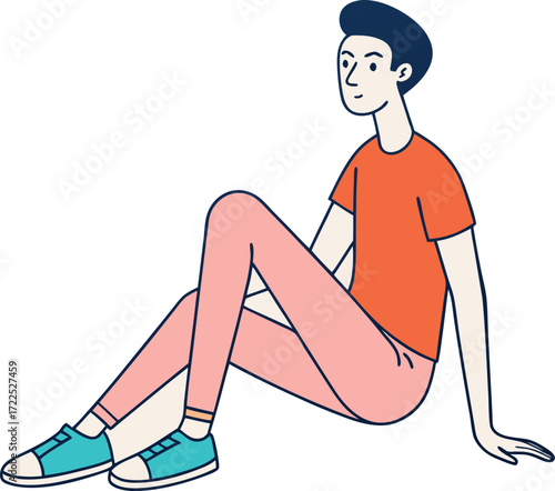 Minimal sketch of legs in relaxed pose, simple vector.