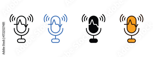 Speech recognition icon vector. sound waves and audio signal symbol. vector illustration.