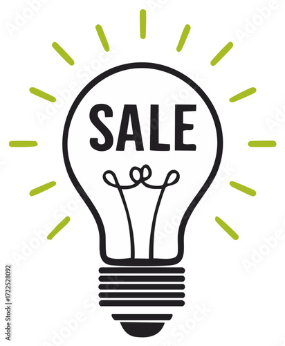 Illuminated light bulb icon with SALE text for discounts promotions and bright business ideas