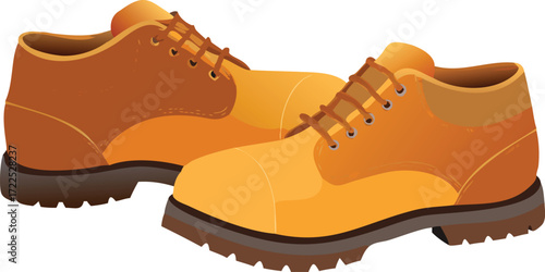 A set of orange footwear resting on a white backdrop.