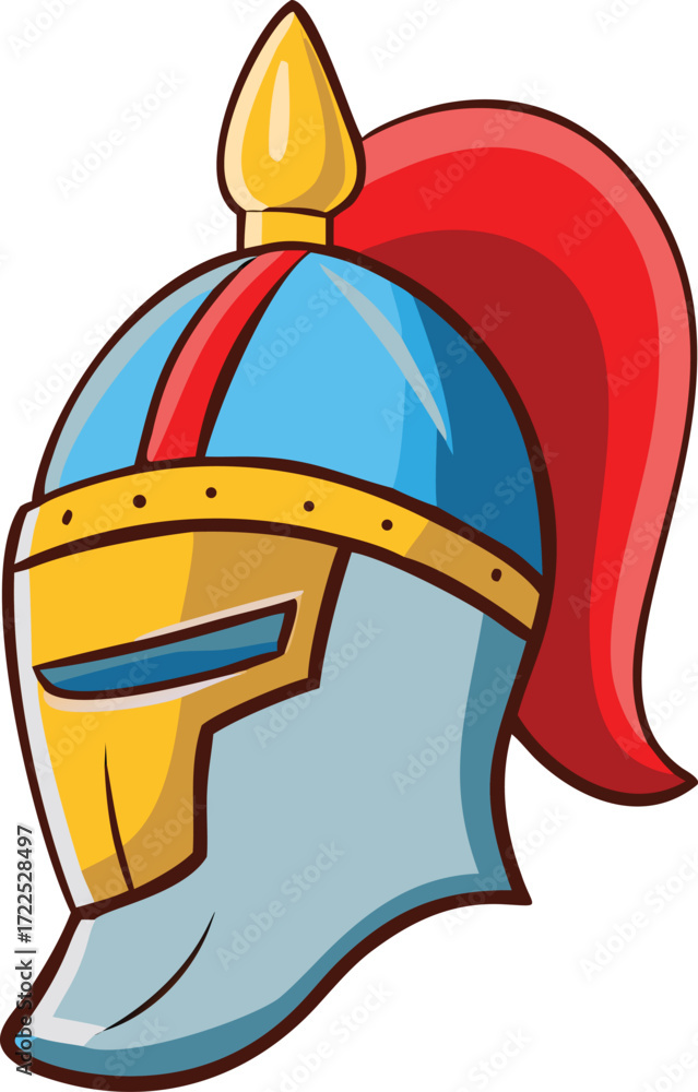 Fototapeta premium Cartoon-style helmet featuring a vibrant red and blue design, showcasing a playful and colorful appearance.