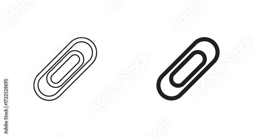 Simple black and white illustration displaying two paper clips side by side