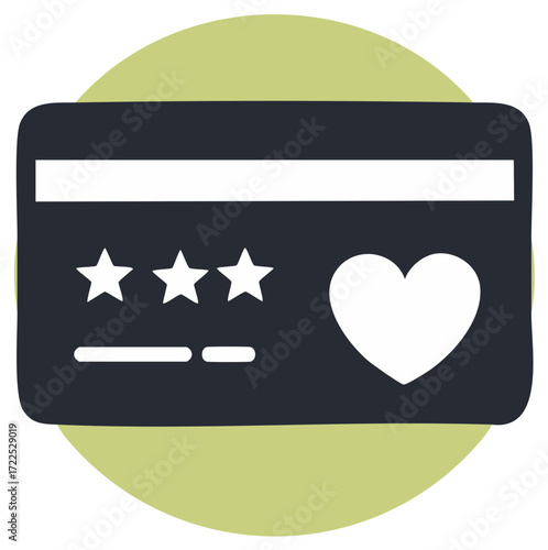 Credit card with stars and heart symbol representing loyalty and rewards