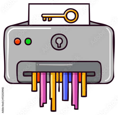 Shredded Key Concept: Data Security and Confidentiality Illustration
