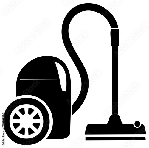 Black Vacuum Cleaner Silhouette Illustration for Home Cleaning Concepts and Appliance Icon