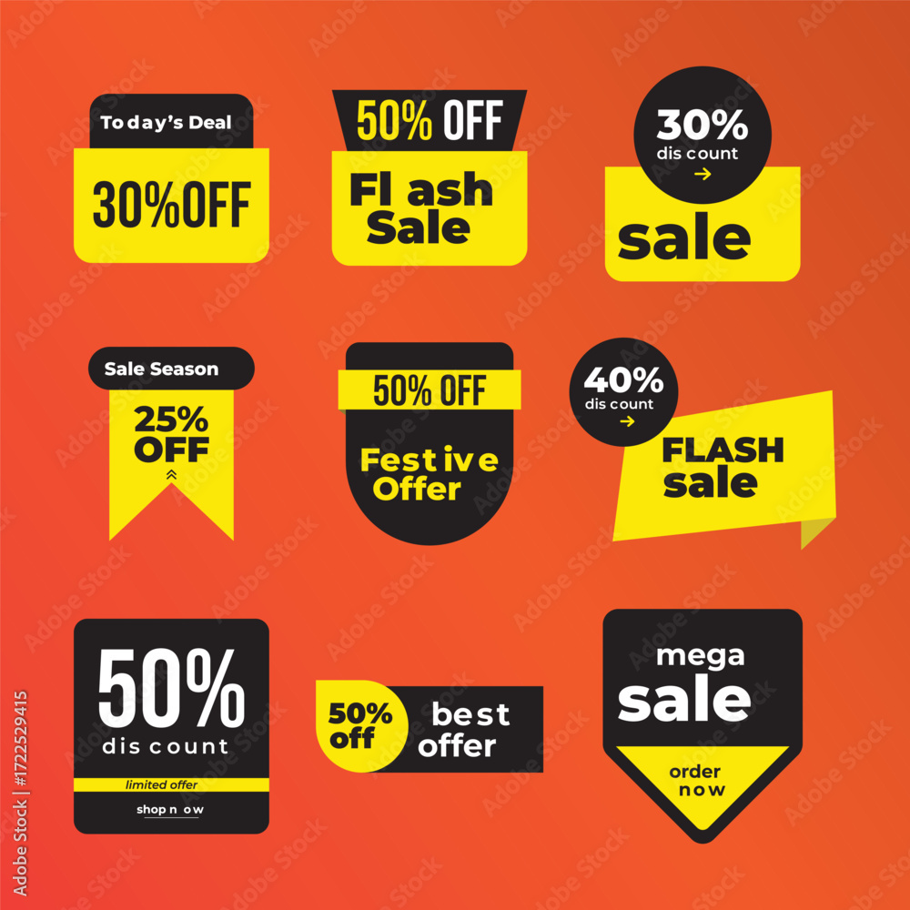 Obraz premium All-in-One Discount Pack 50 Stickers, Labels and Promo Ribbons