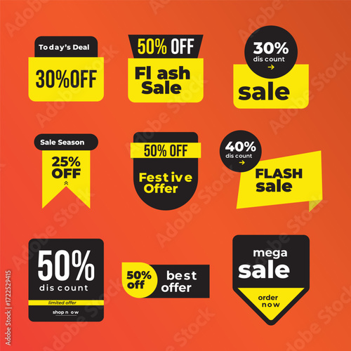 All-in-One Discount Pack 50 Stickers, Labels and Promo Ribbons