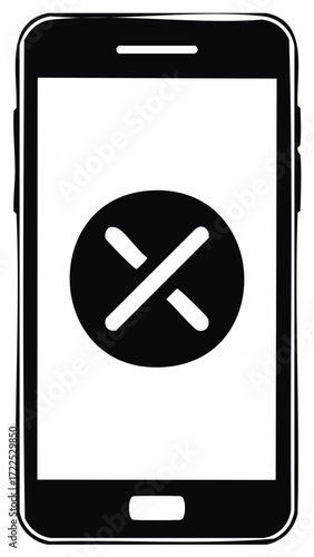 Smartphone with error symbol showing technology malfunction or device connection problem indication