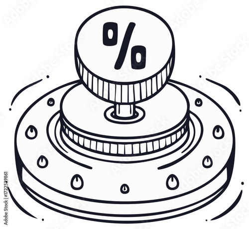 Doodle style percentage dial for financial adjustments and discount rates